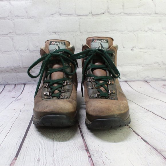 *Raichle Brown Leather Lace up Padded Vibram Sole Hiking Ankle Boots 10.5 Inches - Picture 4 of 9